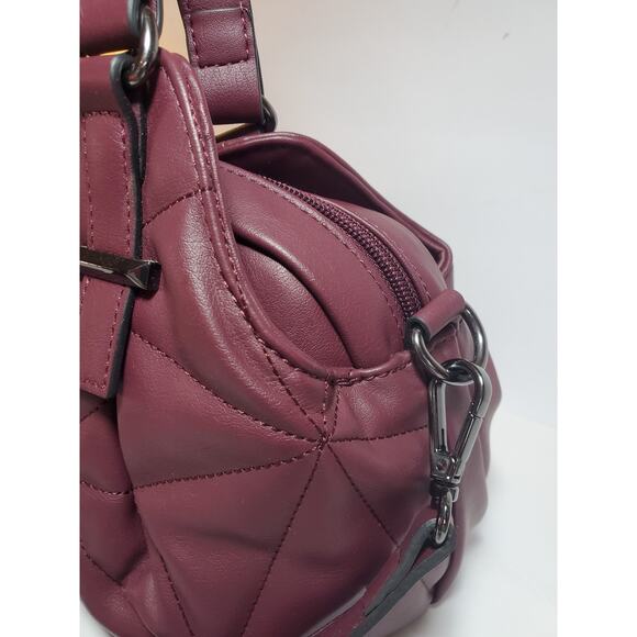 Simply Vera Vera Wang Collection Burgandy Quilted Buena Satchel Crossbody Bag - Picture 4 of 16